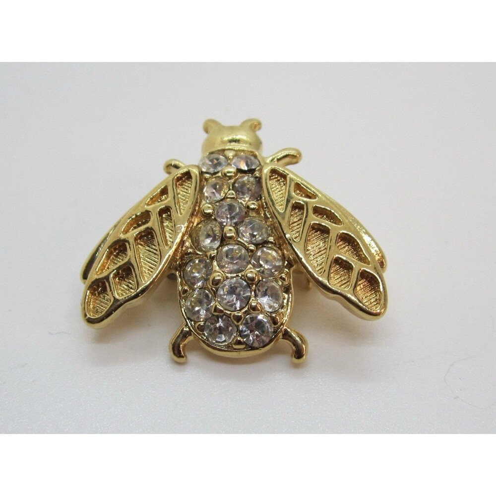 Vintage Trifari Rhinestone Gold-Tone Bumble BEE Brooch